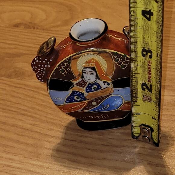 Vtg Satsuma Japanese Geisha Hand-Painted Ceramic Miniature Vase Japan - Picture 5 of 6